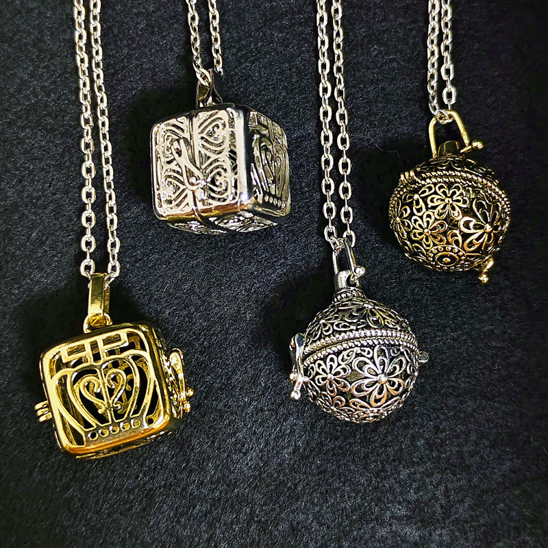 Diffuser Necklace Locket - Винтажный латунный полый шар-медальон, подвеска, искусственный